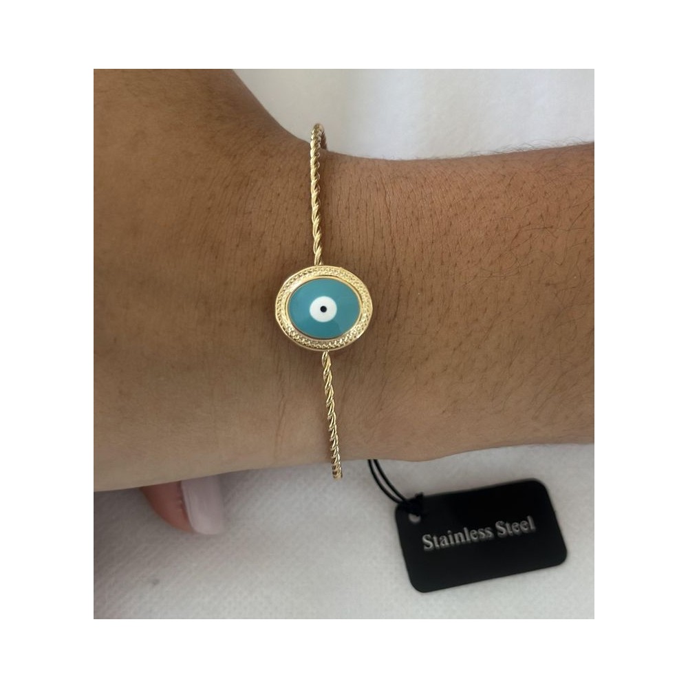 Bracelet jonc torsadé avec œil en Acier inoxydable Bracelet jonc torsadé avec œil en Acier inoxydable