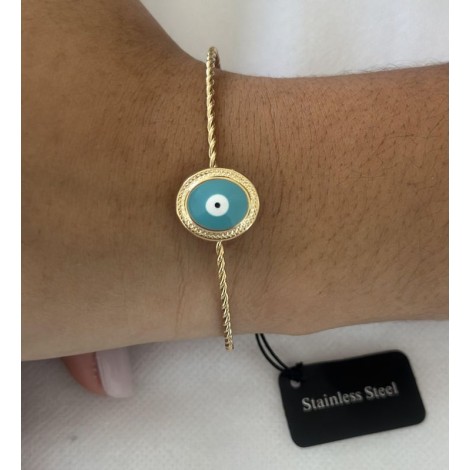 Bracelet jonc torsadé avec œil en Acier inoxydable