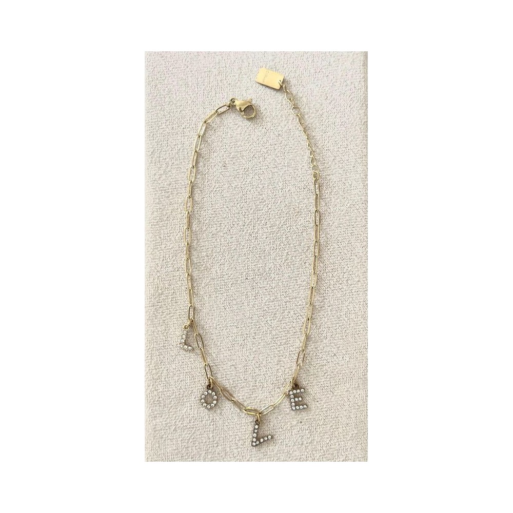 Chaine de cheville avec écriture LOVE en Acier inoxydable Chaine de cheville avec écriture LOVE en Acier inoxydable
